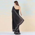 Black liva crepe foil saree - Image 4