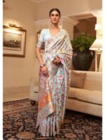 Blue Kashmiri Saree with Unstitched Blouse